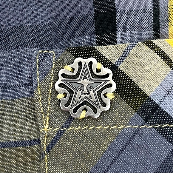 OBEY Women’s Plaid Lightweight Cotton Button Up Shirt Size L Yellow Streetwear - Picture 7 of 12